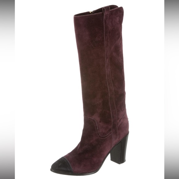 Chanel Suede Cap-Toe Boots Sz 40.5 - Picture 3 of 12
